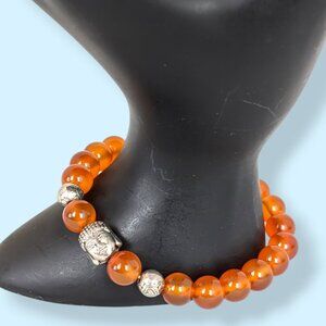 (2/$20) Orange Beaded Buddha Stretch Bracelet